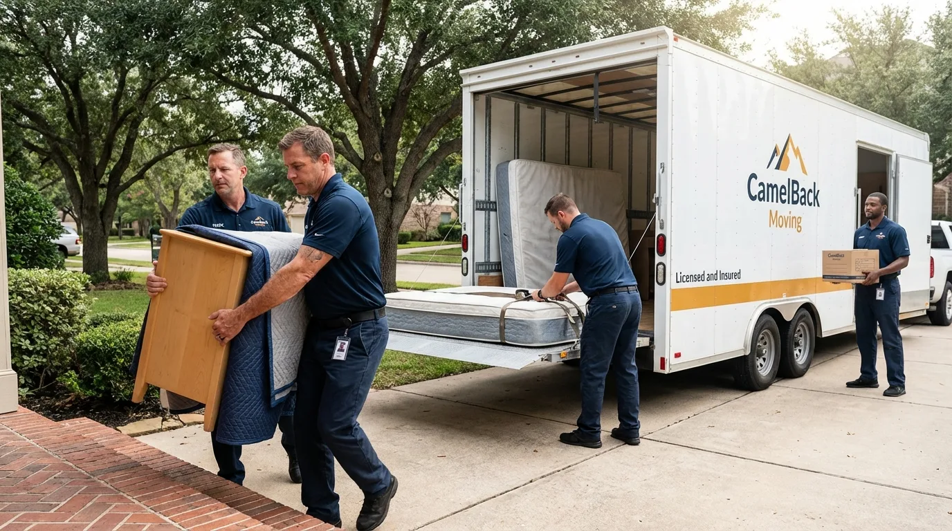 Crew loading residential truck for cross-state move from Fulda, MN