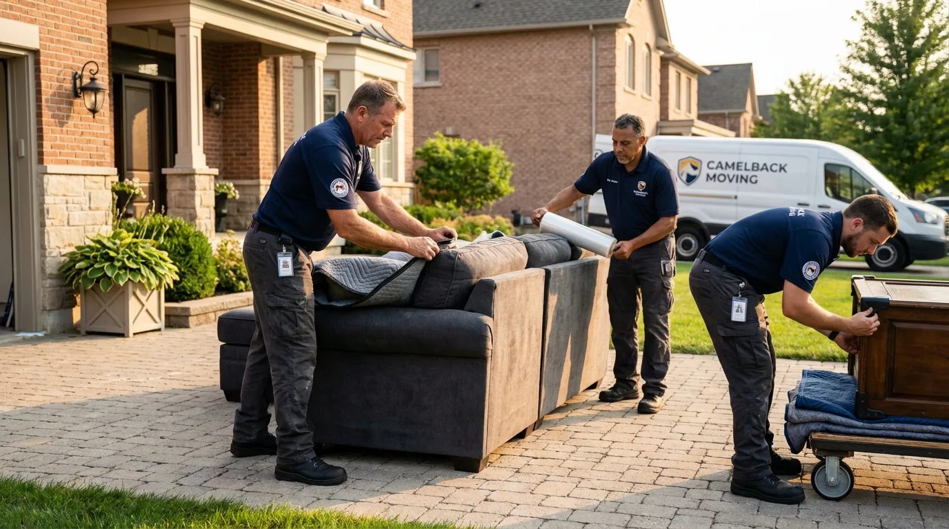 Large estate moving crew wrapping furniture in Fulda, MN